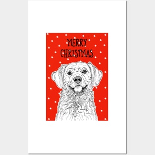 Golden Retriever Christmas Greeting Posters and Art